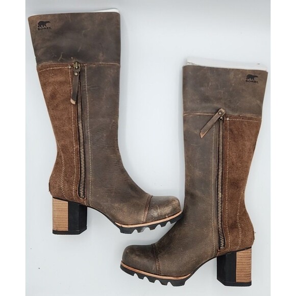 NWOB New Sorel Addington Waterproof High-Heel Tall Boots Women's Size 8 Brown - Picture 1 of 9